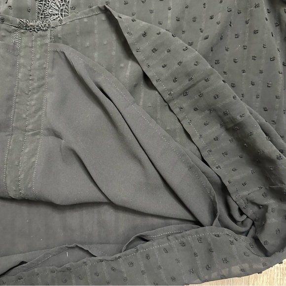 Swiss Dot Lace Top Chic Black Women's Blouse Plus 2X - Picture 6 of 8